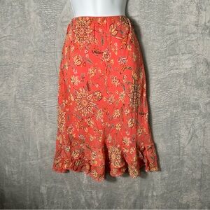Vintage Silk Skirt Size 8 Chadwicks Floral Lined Tulip Pull On Cottage Boho Midi